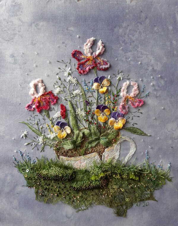 Rosa Andreeva’s Exquisite Embroideries Bring Flowers To Life - flowers from teacup 2 - on thursd