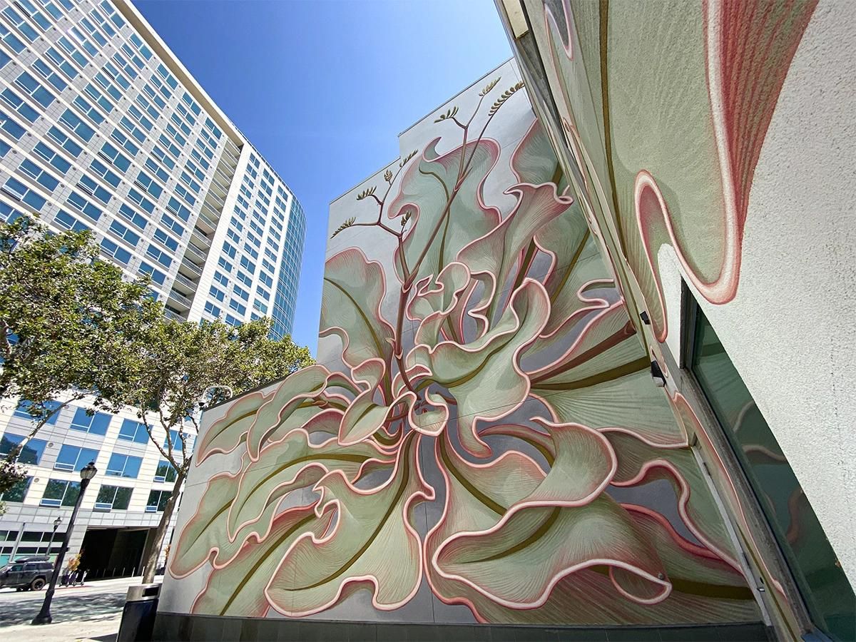 Mona Caron Makes a 20-Story Wildflower Bloom Above Jersey City