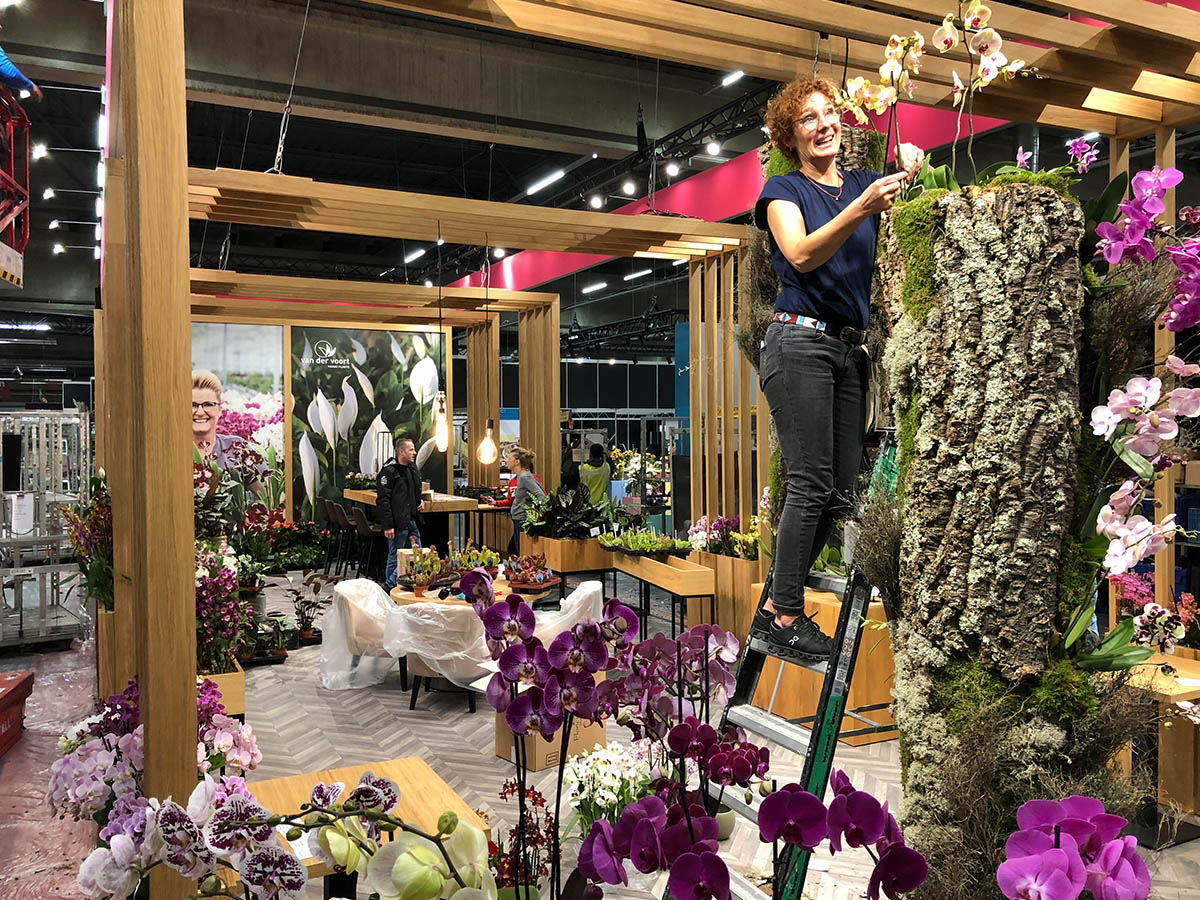 Jeannette Philippo Floricultura booth Trade Fair Aalsmeer on Thursd