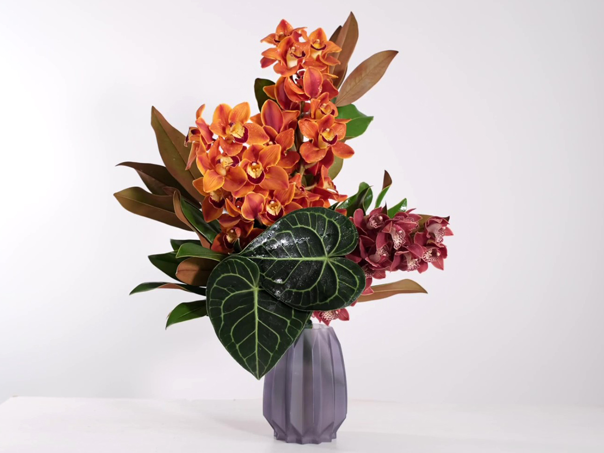 Joseph Massie simple structural statement cymbidium bouquet on Thursd