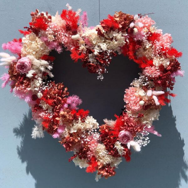 15 Valentine's Wreaths that Celebrate Love Valentines Preserved/Dried floral heart wreath