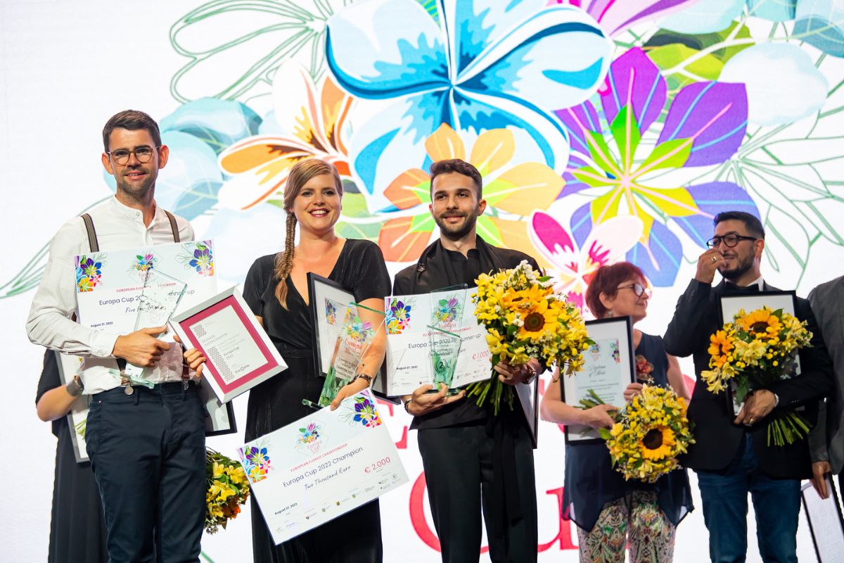 Winner Florint's European Championship Hanneke Frankema, 1st Runner Up Gabor Nagy, 2nd Runner Up Michael Liebrich on Thursd