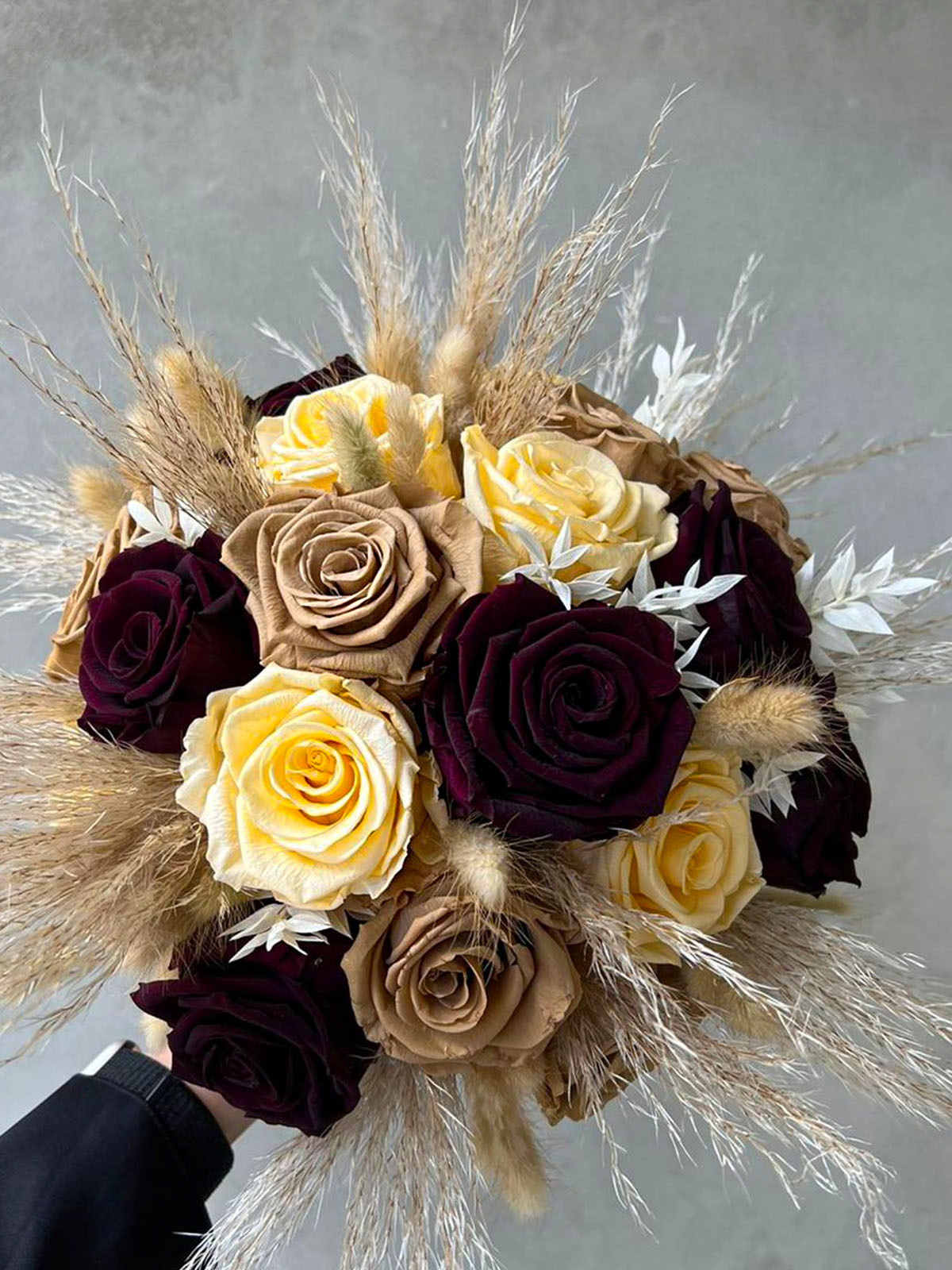 Lulu Rose preserved rose bouquet with pampas grass on Thursd