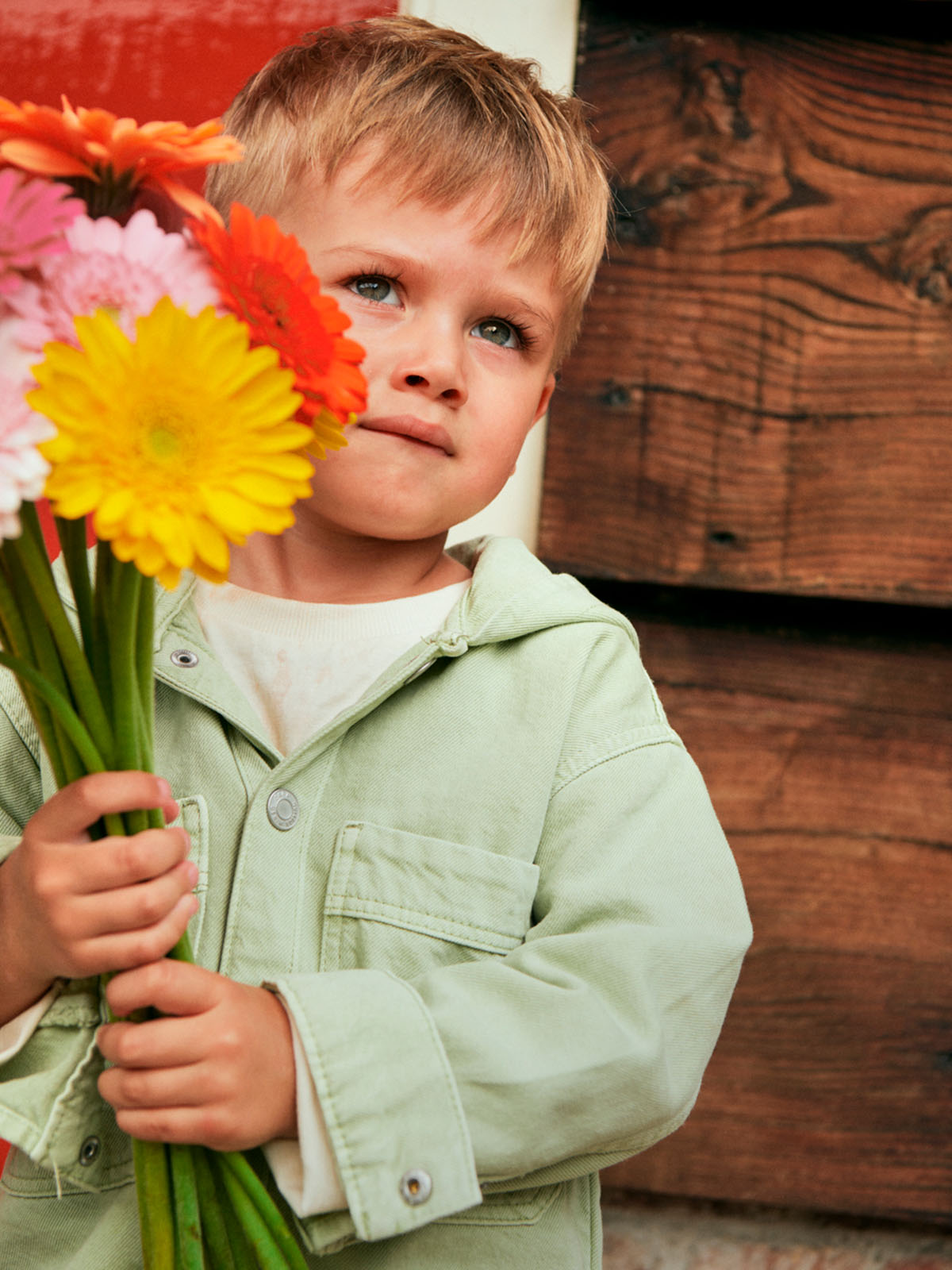 Little boy with gerberas on Thursd