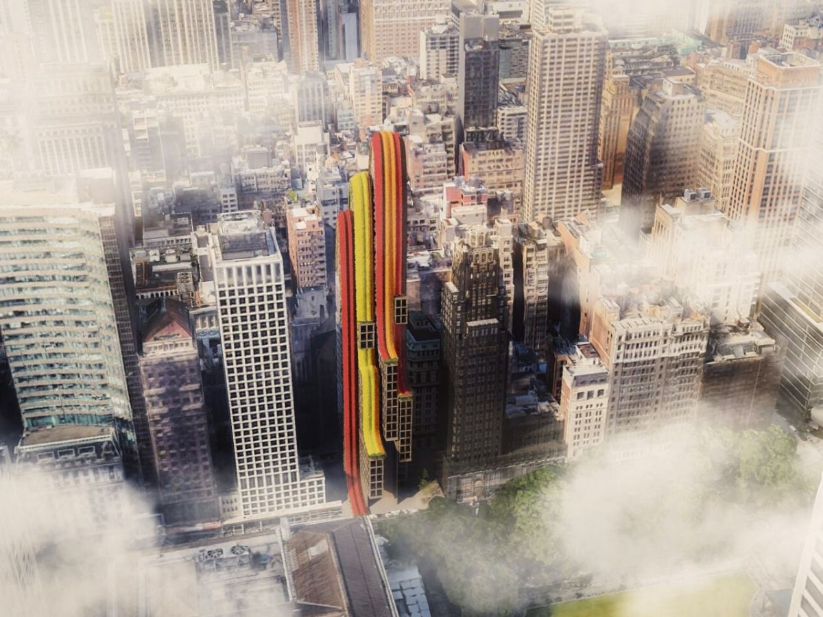 Sky view of colorful Lilly tower filled with Asiatic lilies on Thursd