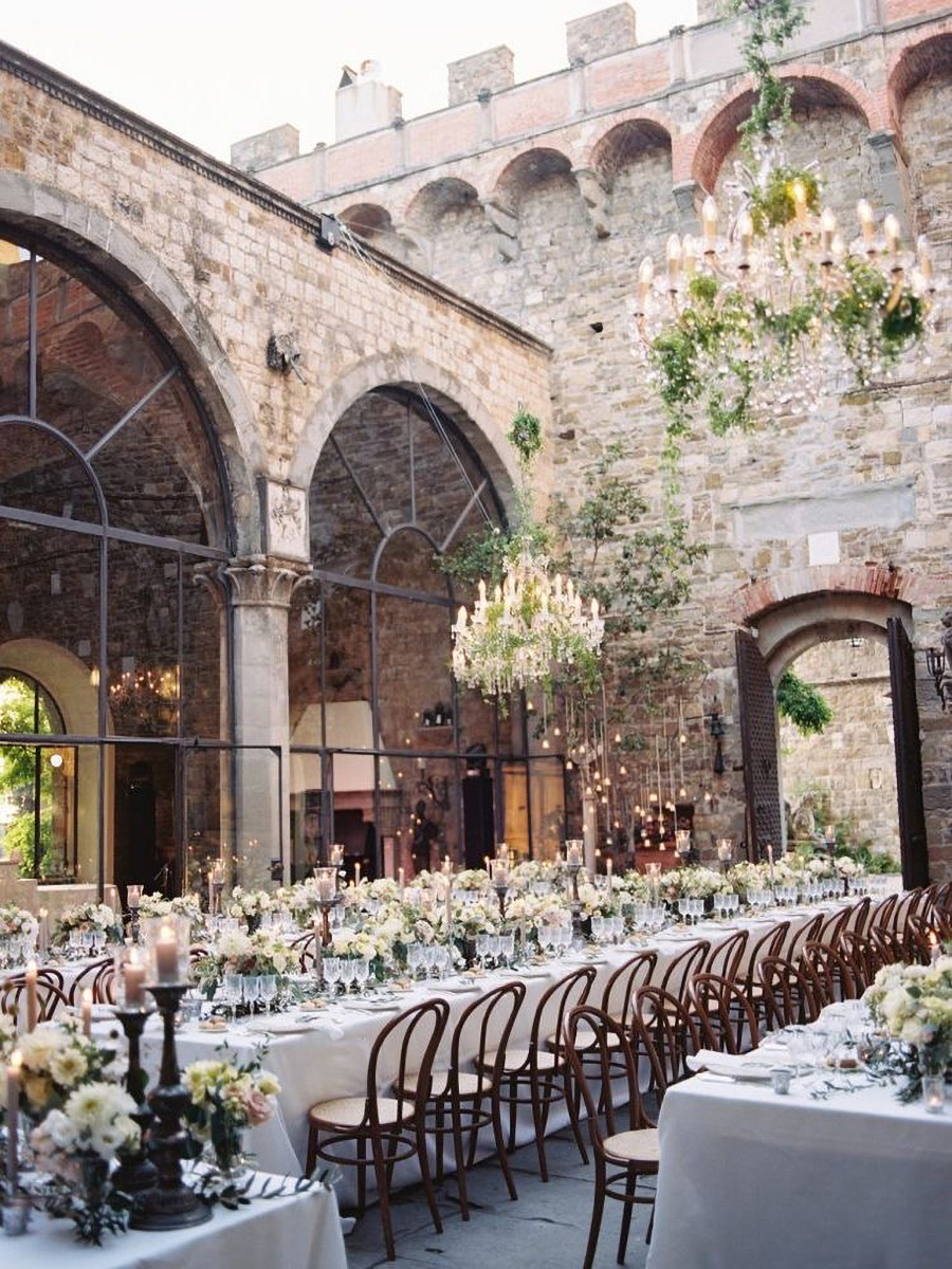 Outside-wedding-reception-with-crystal-chandeliers