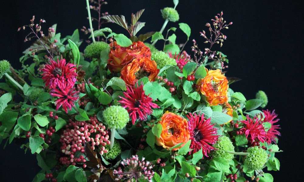 Bouquet by Gaetan Jacquet with Rose Green island Samoa and gerberas