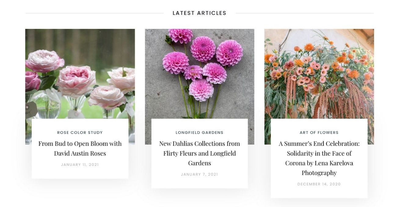 Blog stories on Flirty Fleurs website