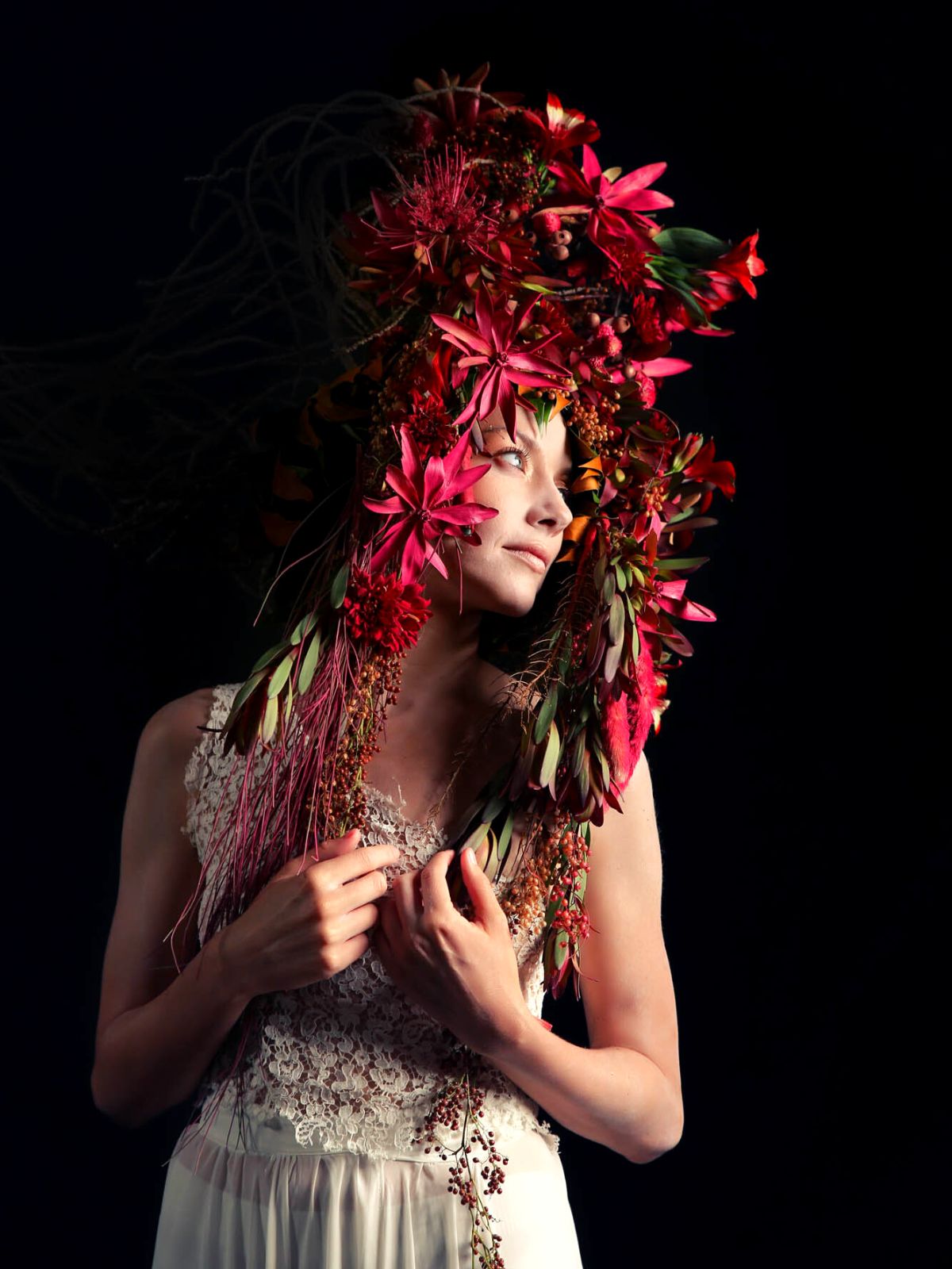 Floral Headpiece by Orit Hertz for Osher Partovi on Thursd