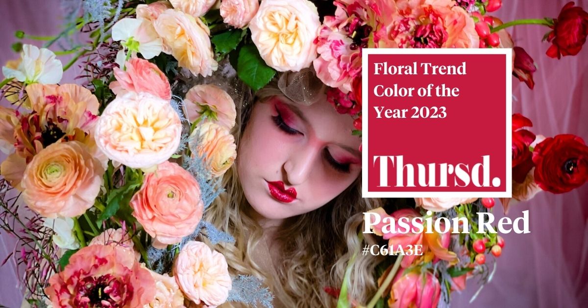 Thursd Floral Trend Color 2023 Passion Red in a Design by Beth O'Reilly on Thursd
