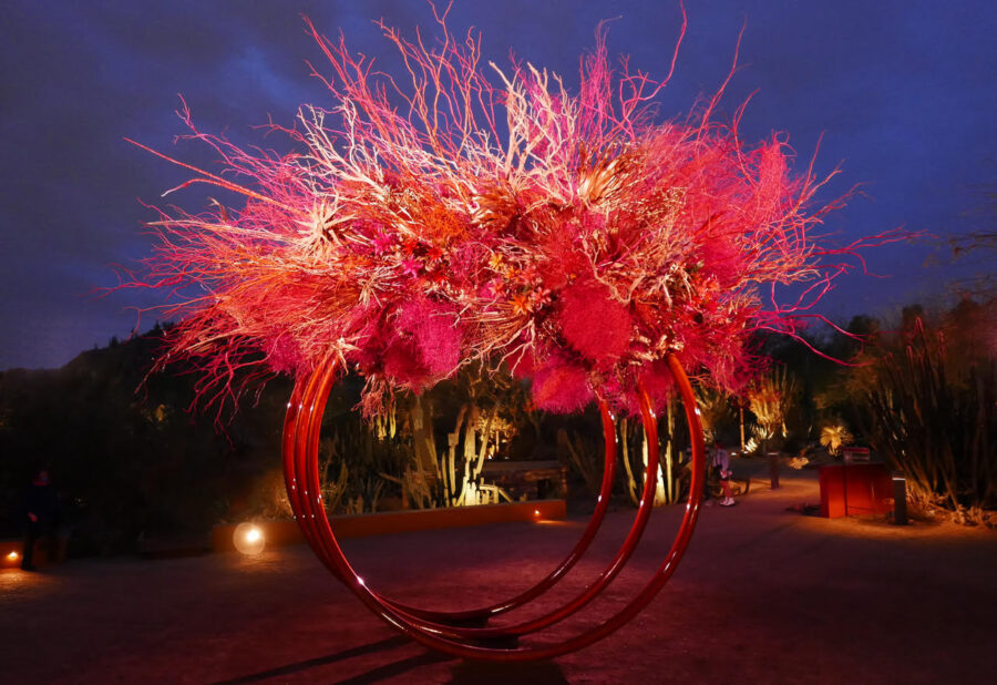 Floral Art Installation Inspired by the Emotion and Gesture of a Wind Storm - waterlilypond - floral art installation by night - on thursd