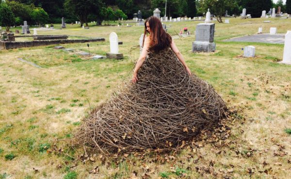 Eco Artist Jeanne Simmons and Her Womenscapes - grave yard dress - on thursd