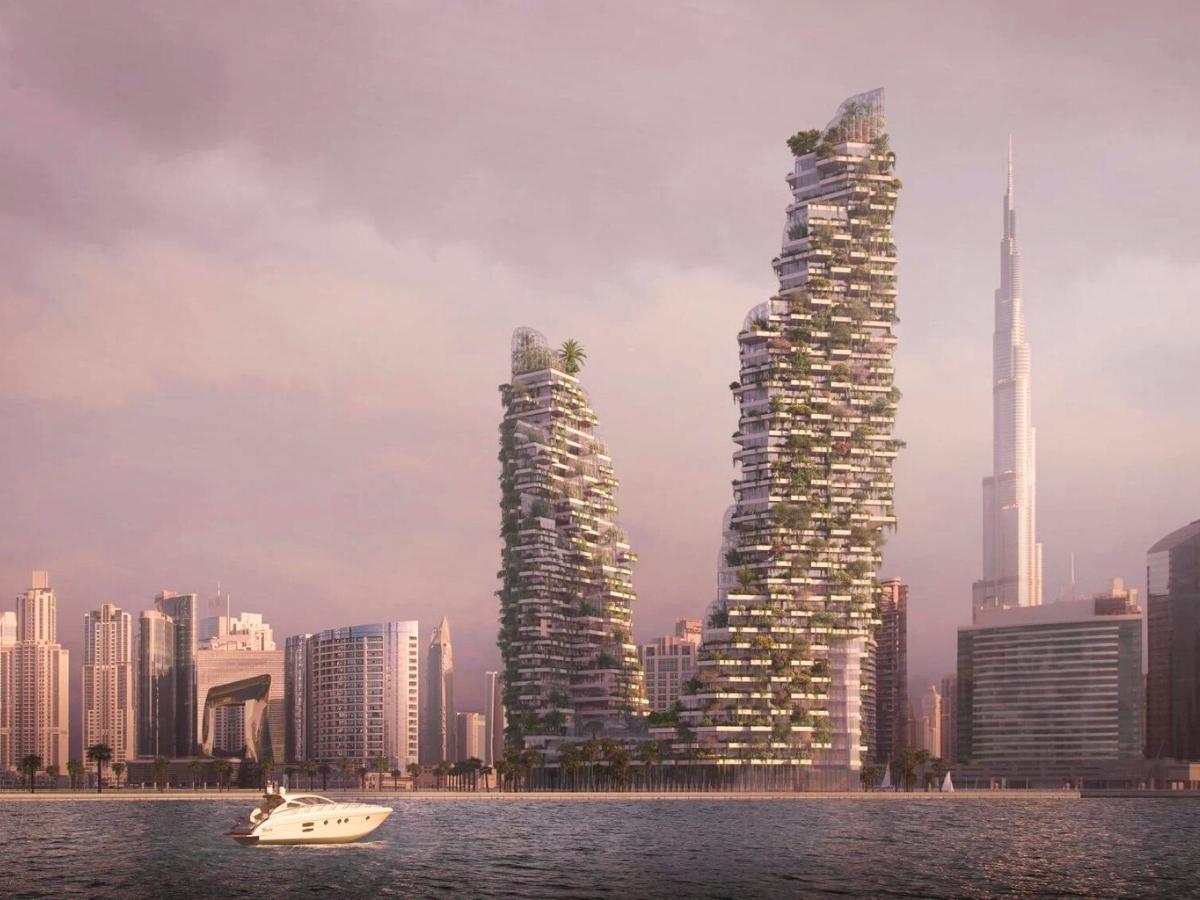 View of vertical forest towers of Dubai on Thursd