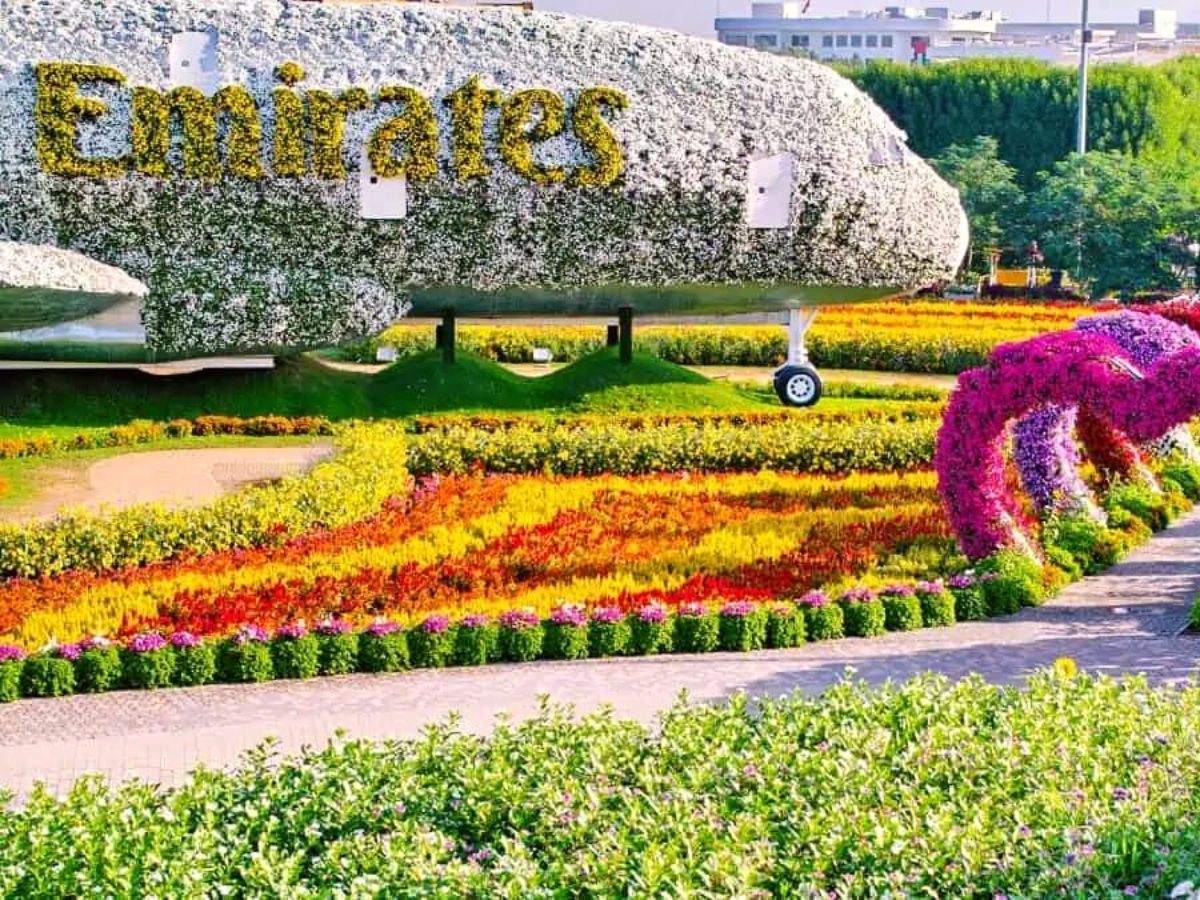 Emirates plane at Dubai Miracle Garden on Thursd