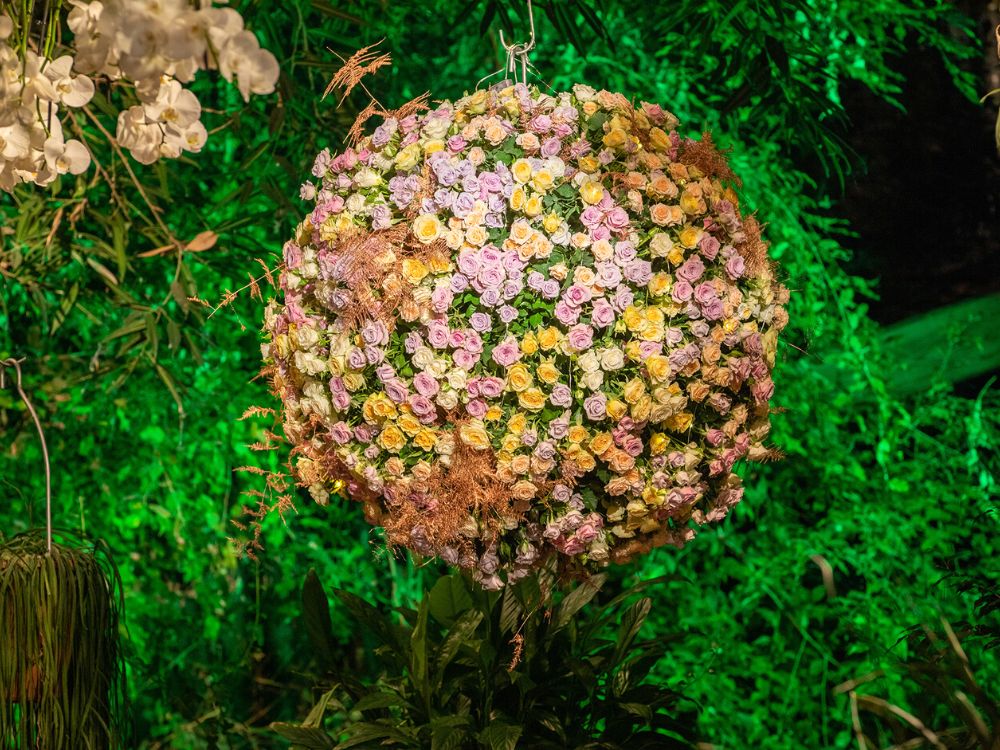  Big Ball With Cream, Yellow and Pink Spray Roses at the Dinner Party of Interplant Roses Family Business 60th Anniversary on Thursd