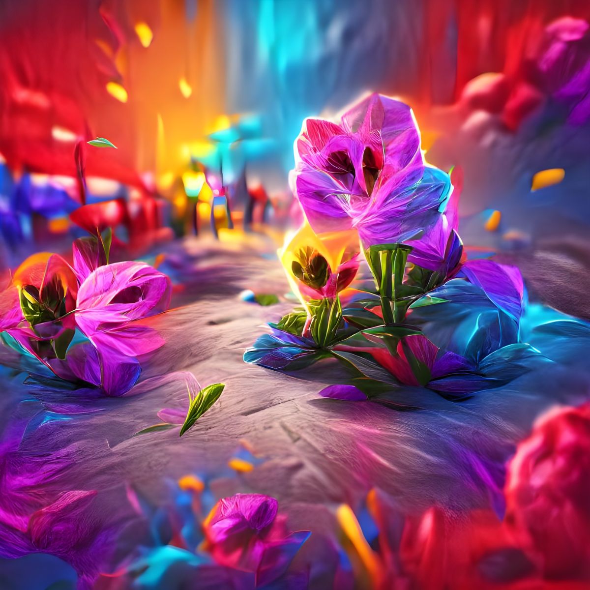 Neon flowers - LAS - Digital Art, Flowers, Plants, & Trees, Flowers, Other  Flowers - ArtPal