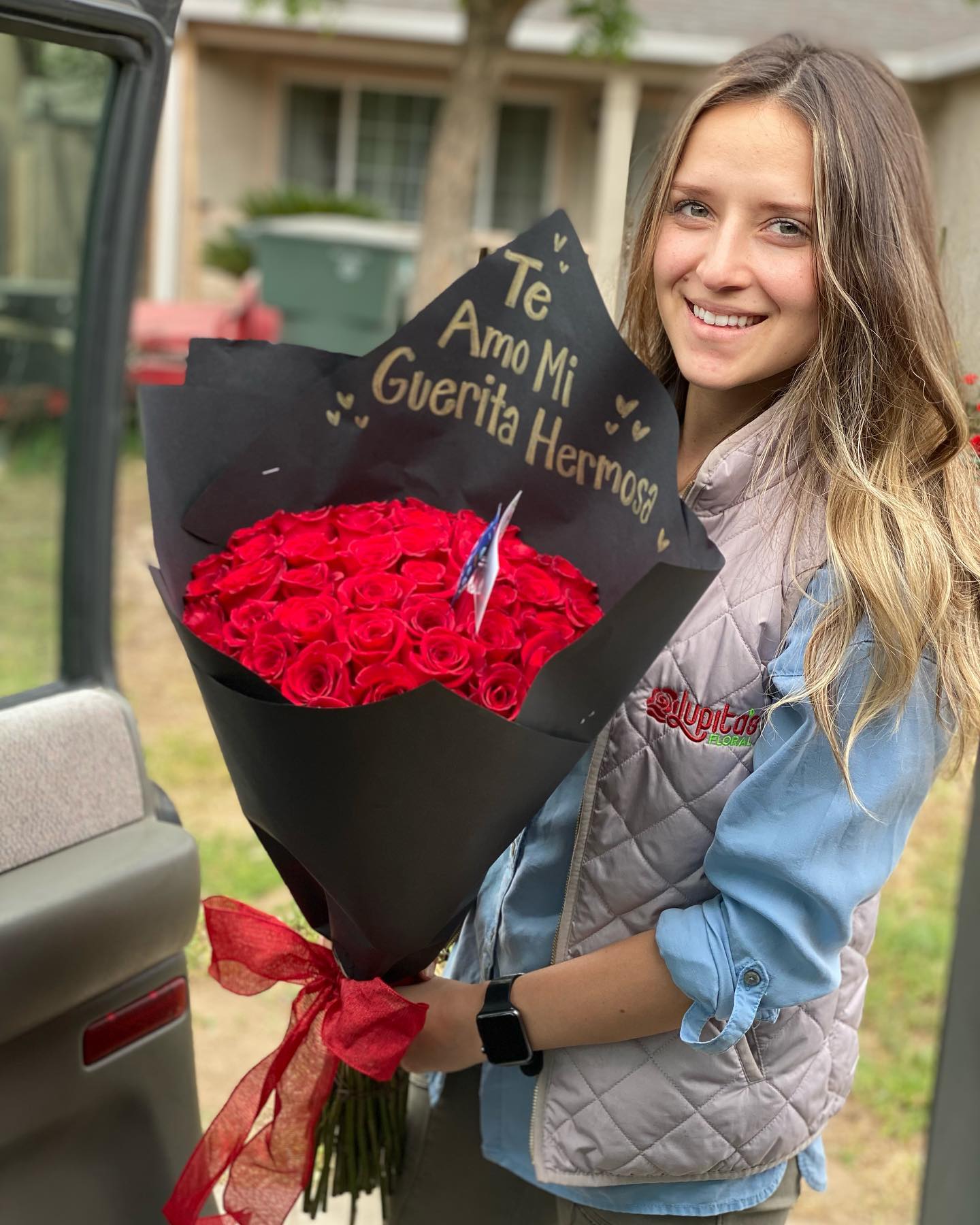 Freedom Roses in gift wrapping