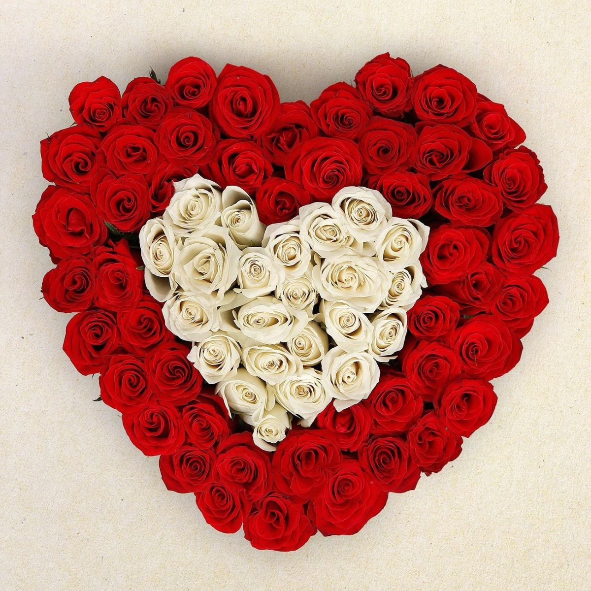 Red heart shaped bouquet featured