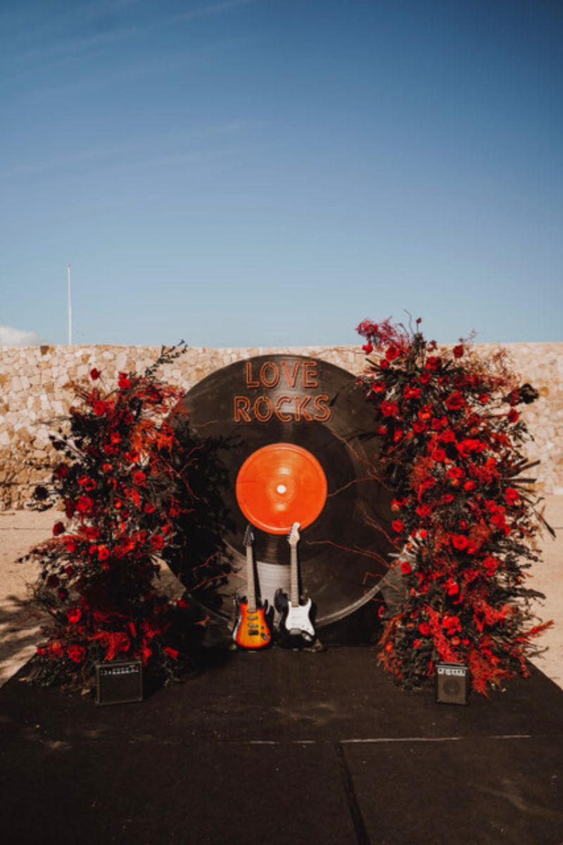 Yamile Bulos floral installation with rock theme