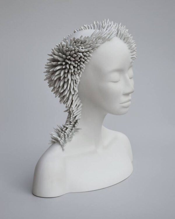 Contemporary Flower-Faced Sculptures That Shape the Future of Ceramics - spiked face ceramics- juliette clovis - on thursd