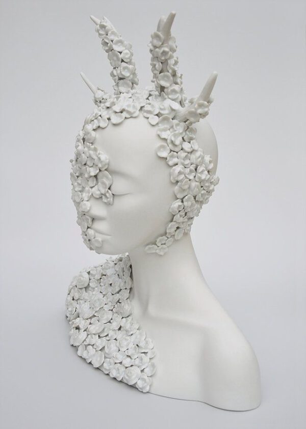Contemporary Flower-Faced Sculptures That Shape the Future of Ceramics - flowers and deer - juliette clovis - on thursd