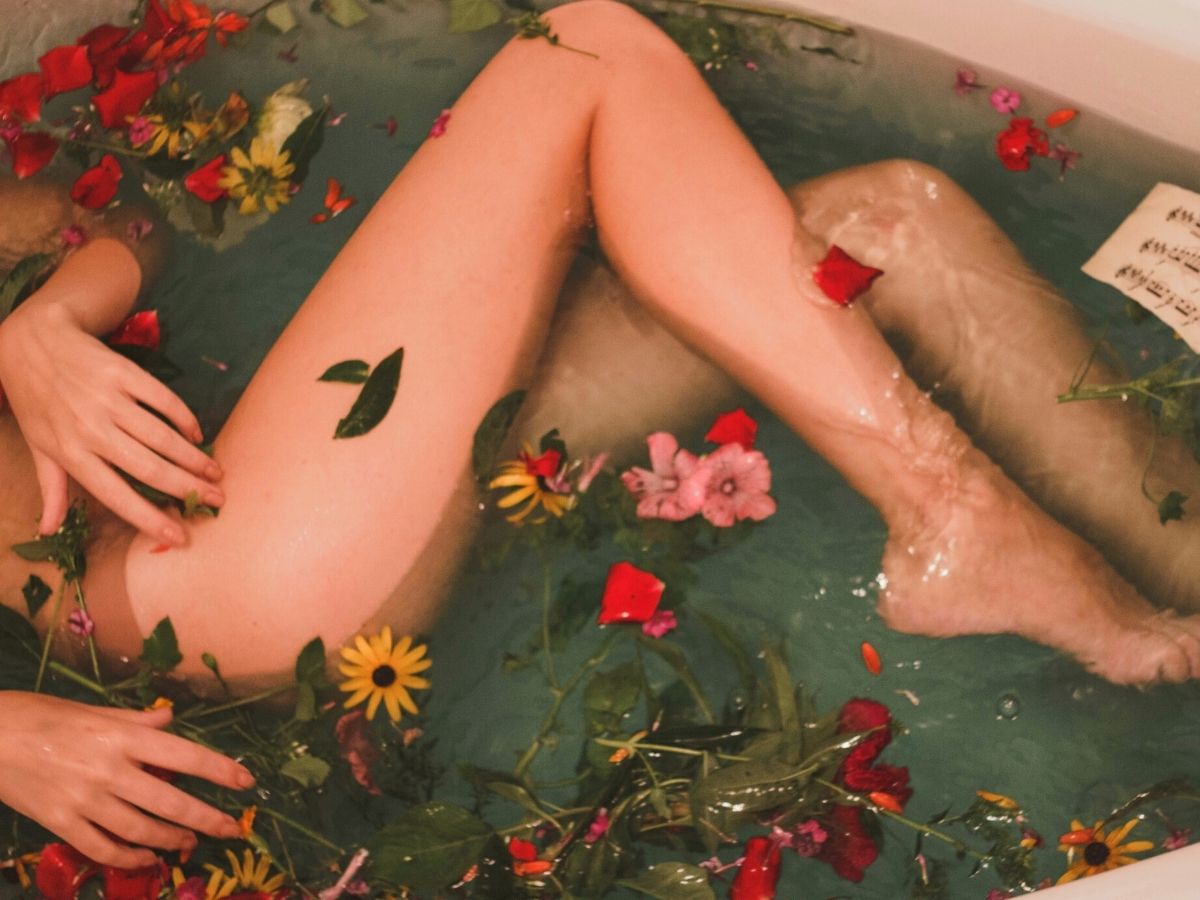 Bathing with flowers