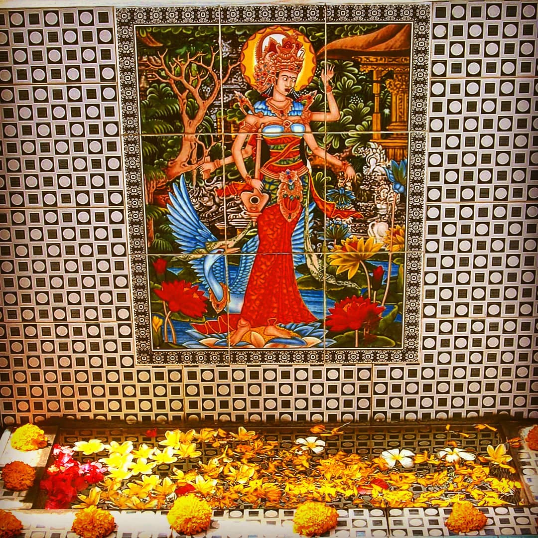 Marigolds in temple in Bali
