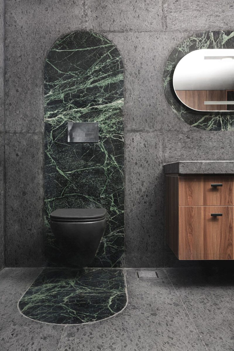 VS in India features marble colored bathroom