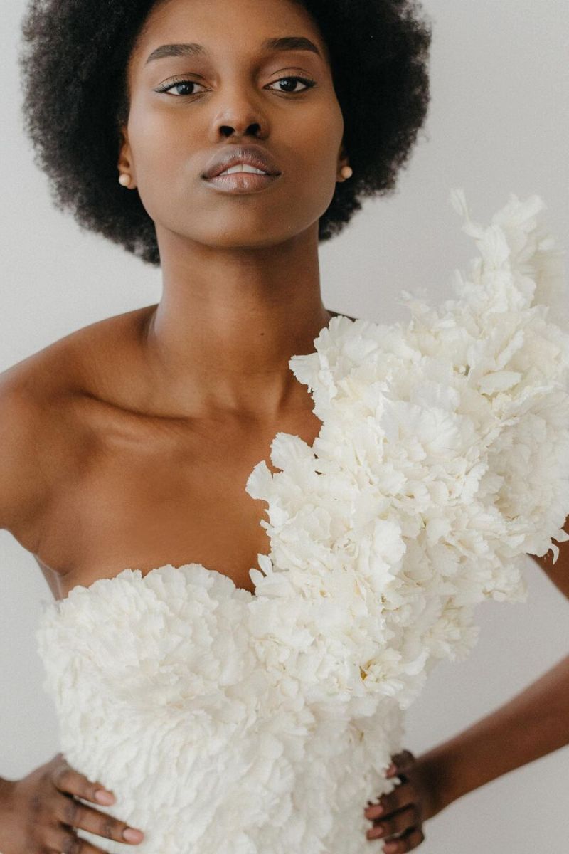 Pure white fashion design with flowers