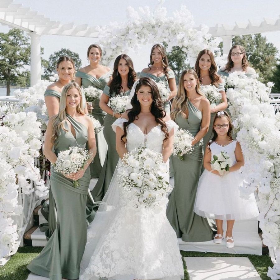 green color wedding dress