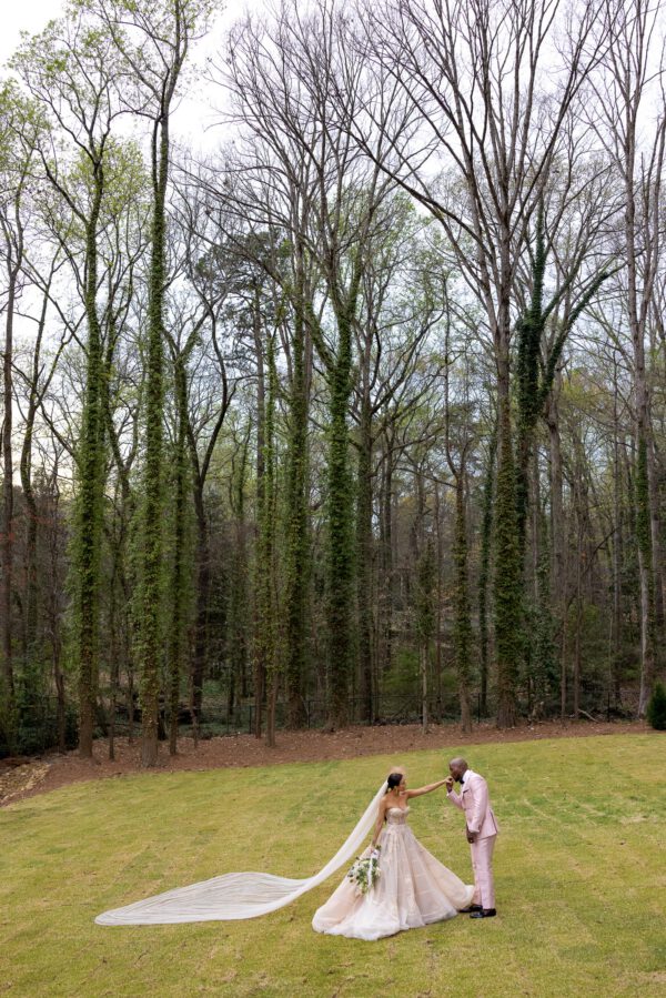 Inside a Celebrity Wedding Mini-mony - wedding jeezy and jeannie mai - bride and groom in grass - on thursd