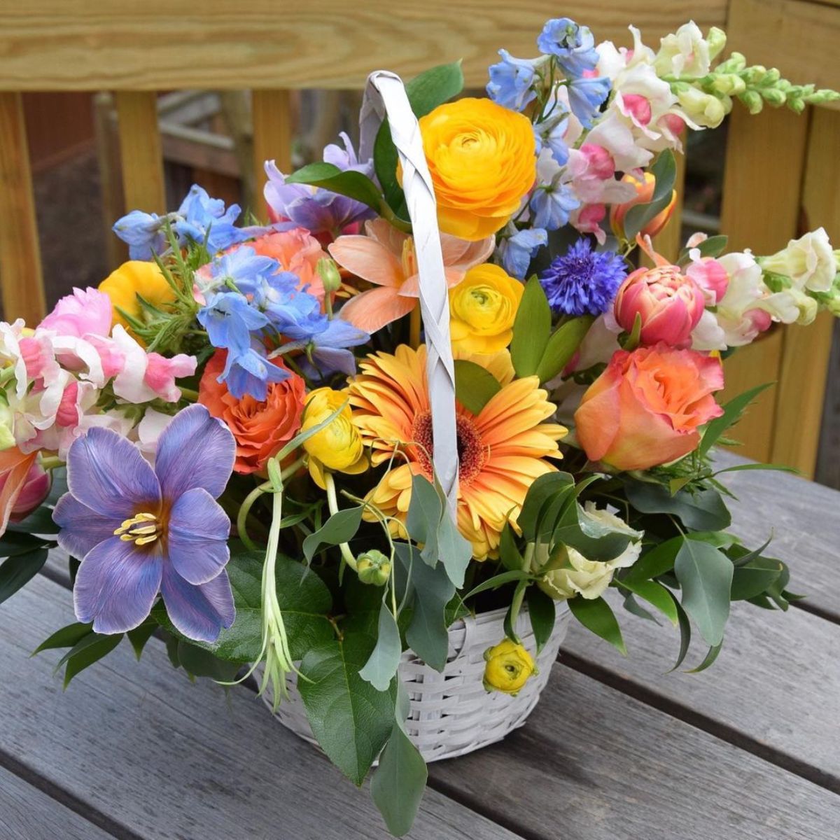 Colorful Easter flower basket