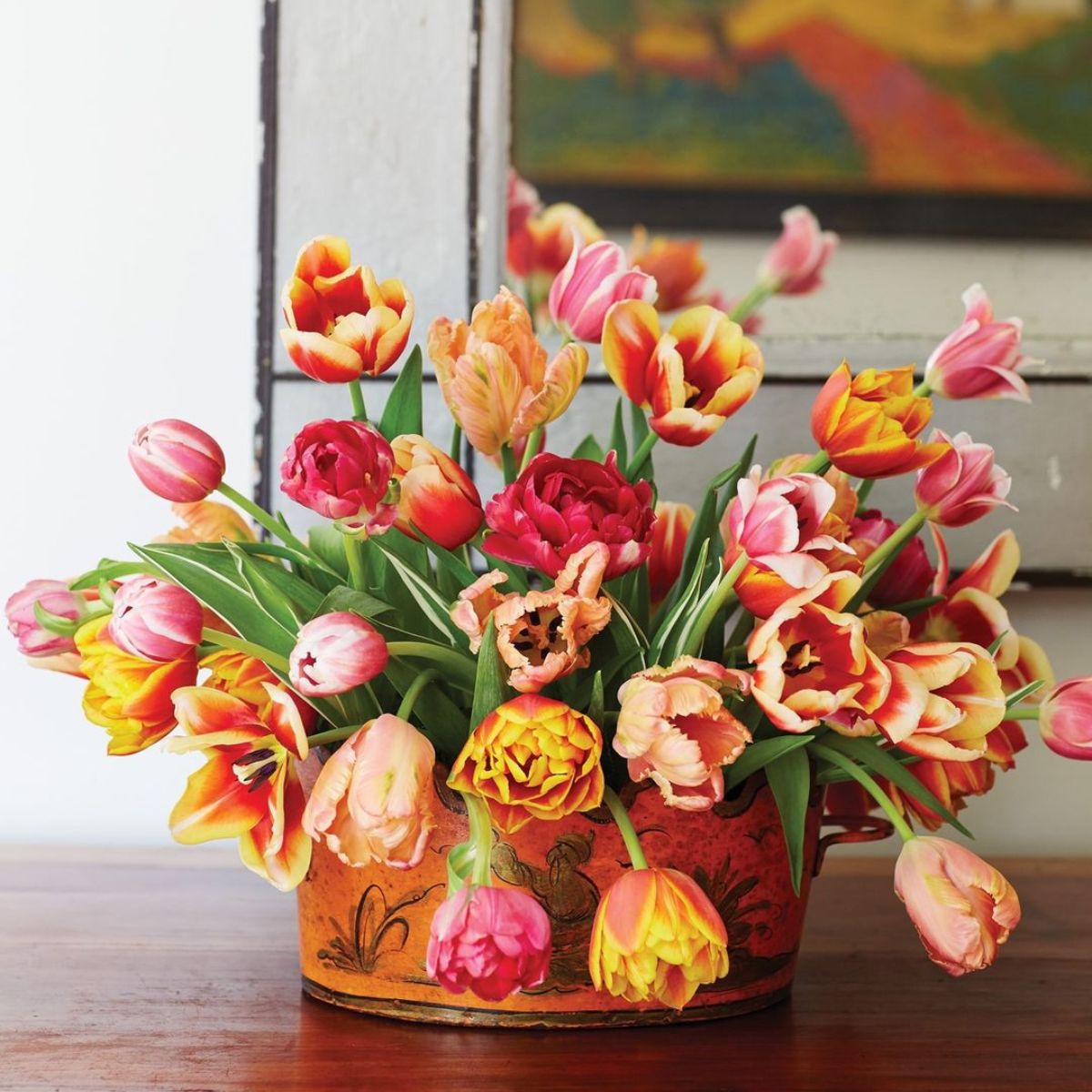 Tulip spring and easter flower arrangement