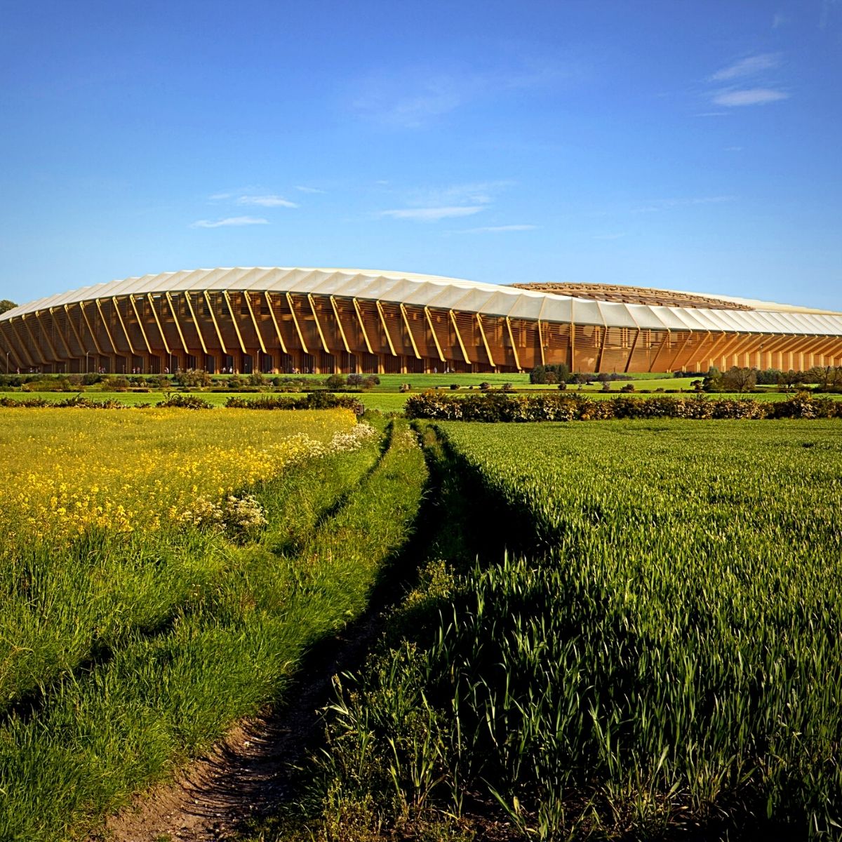 Eco Park mass timber stadium.