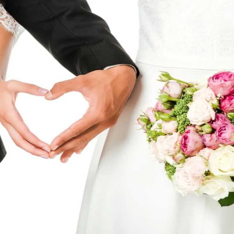 Hand tied wedding bouquet featured