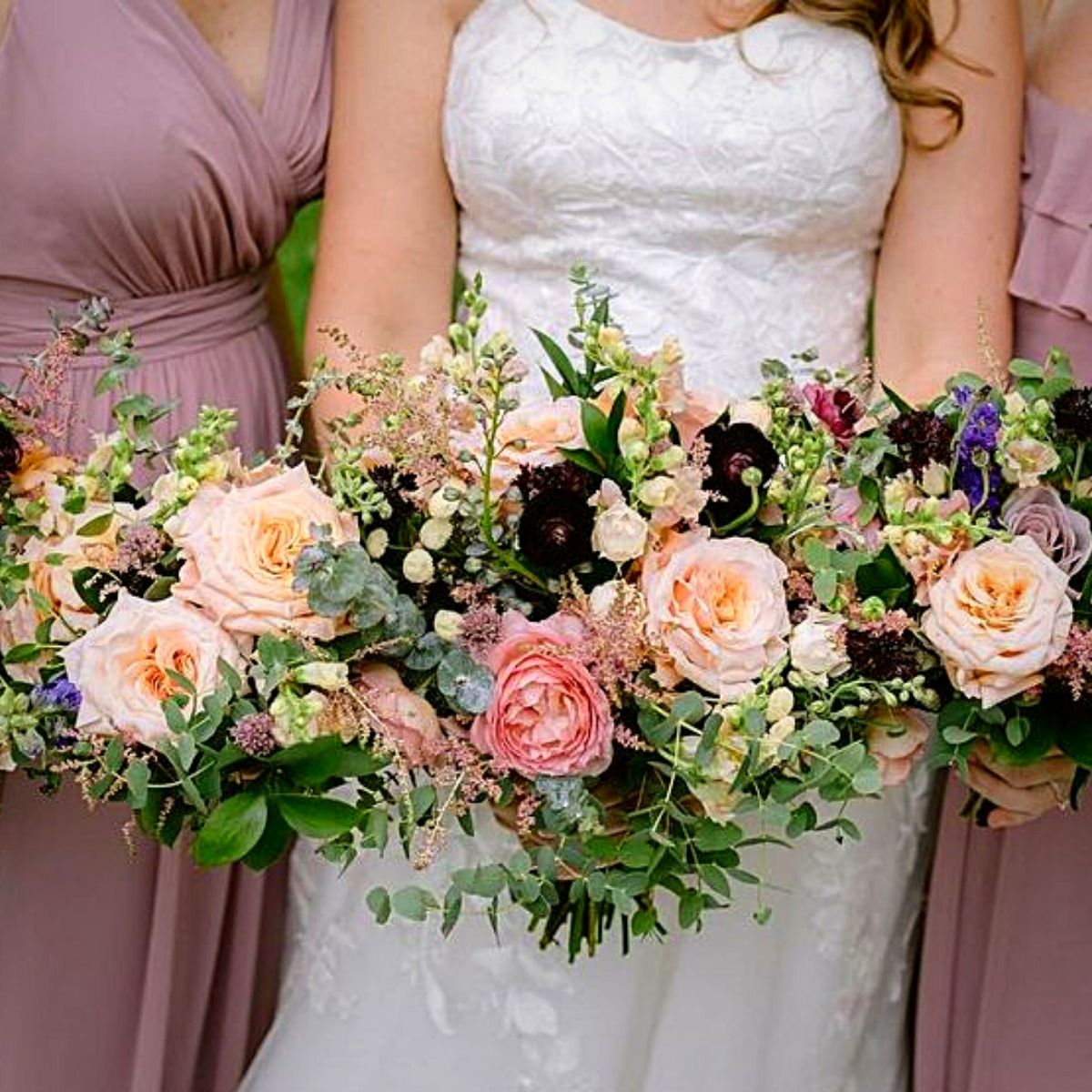 Dusty rose outlet floral bridesmaid dresses