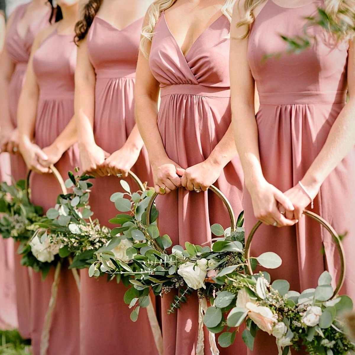 Bridal dresses in dusty rose