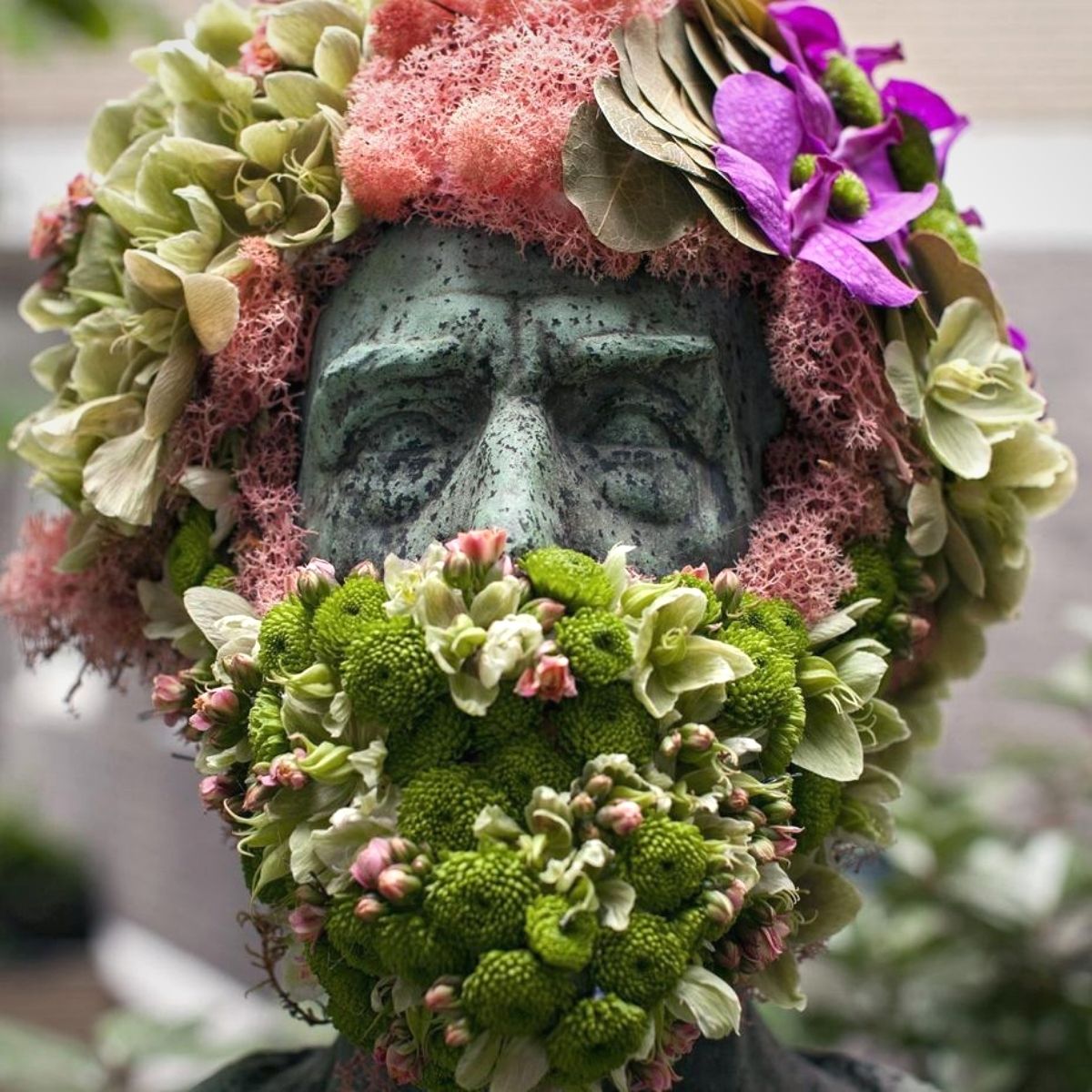 Thursd Feature Florist Geoffroy Mottart Dresses Public Statues in Flowers