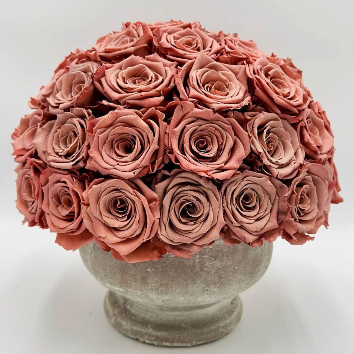 Infinity roses in dusty pinkish neutral color