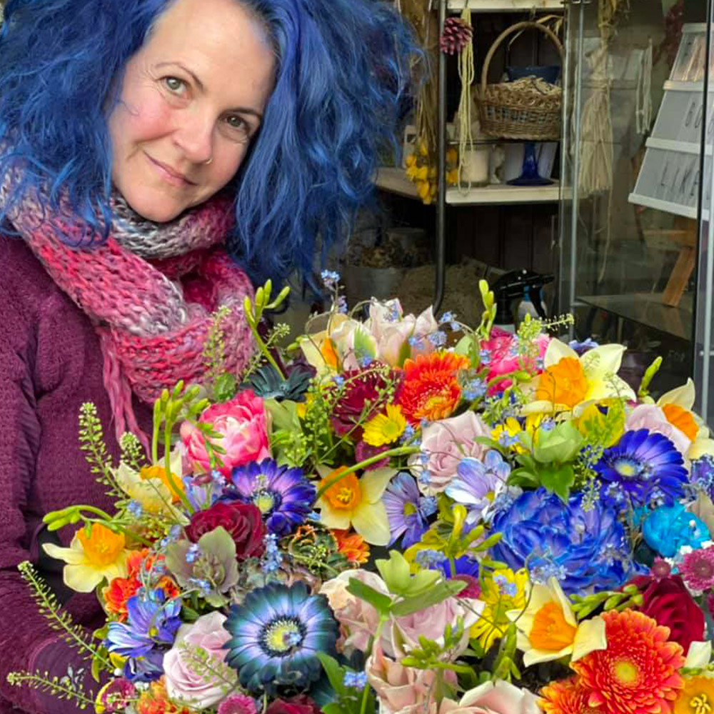 Kat Bass dyed flower bouquet