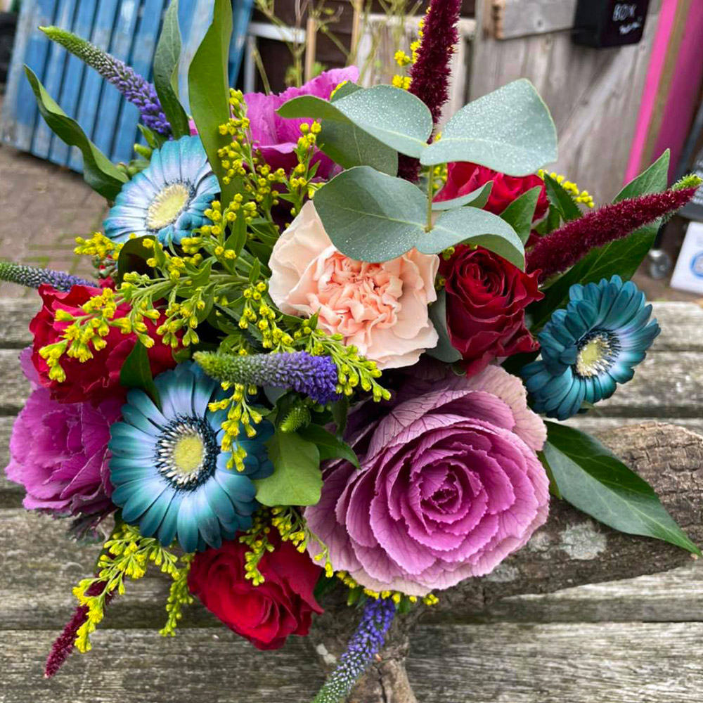 The Flower Lab dyed flowers bouquet