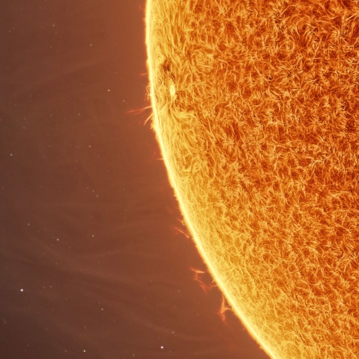 Closeup of suns strands and heat