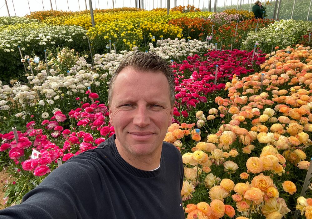 Peter van Delft visiting Monarch Flowers