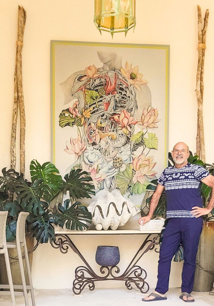 The Painting Man with Lotus Flowers in Brad Austin's House in a Digital Print