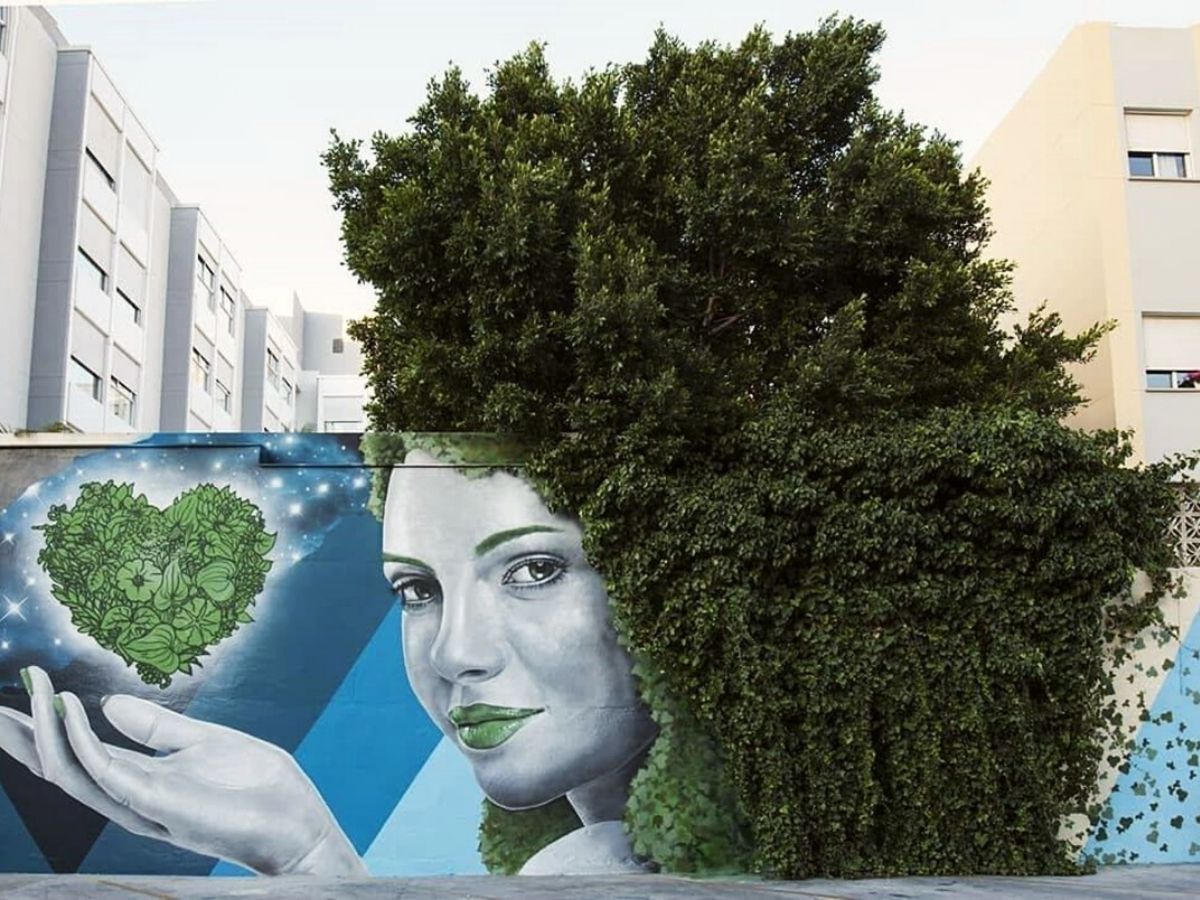 Street art with plants in Malaga
