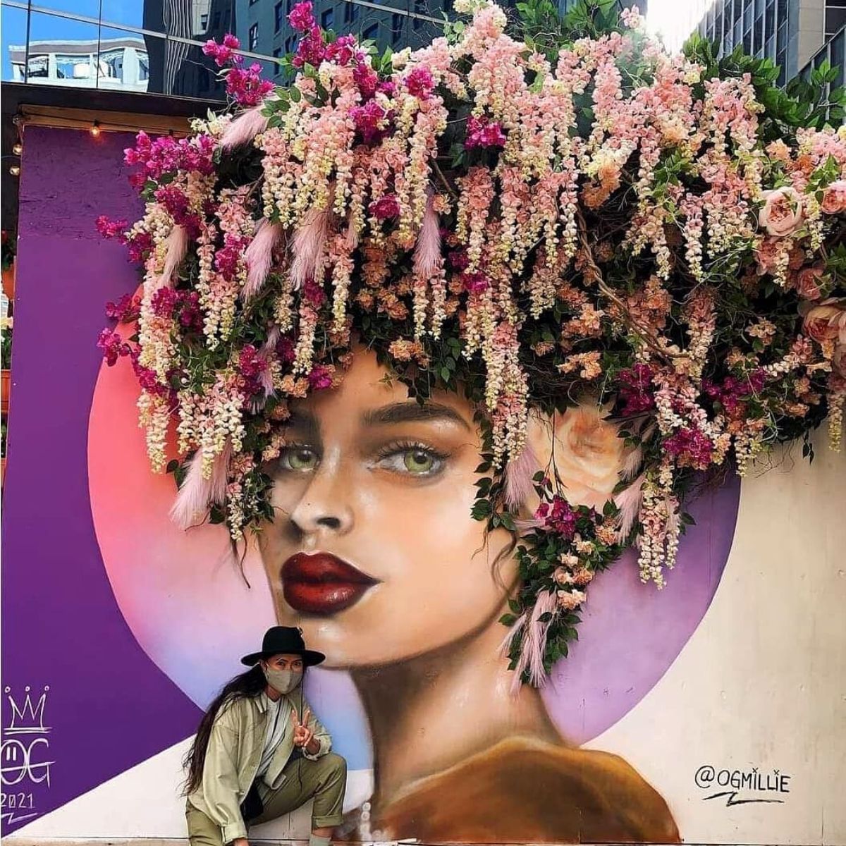 OG Millies street art with beautiful flowers