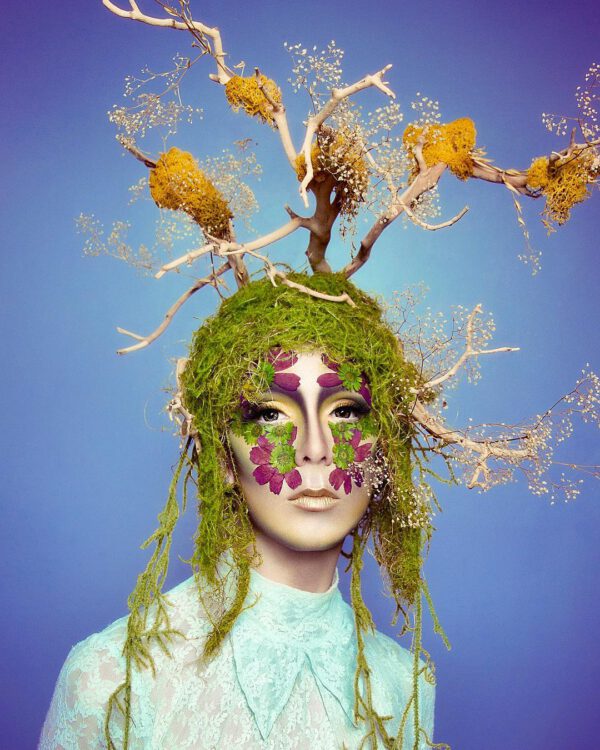 Ryan Burke Photo of Model With Moss and Branches Botanical Portrait on Thursd
