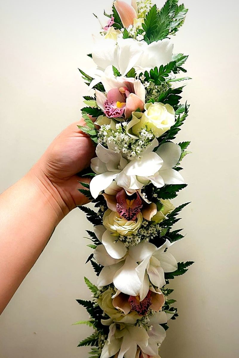 orchid lei for lei day celebrations