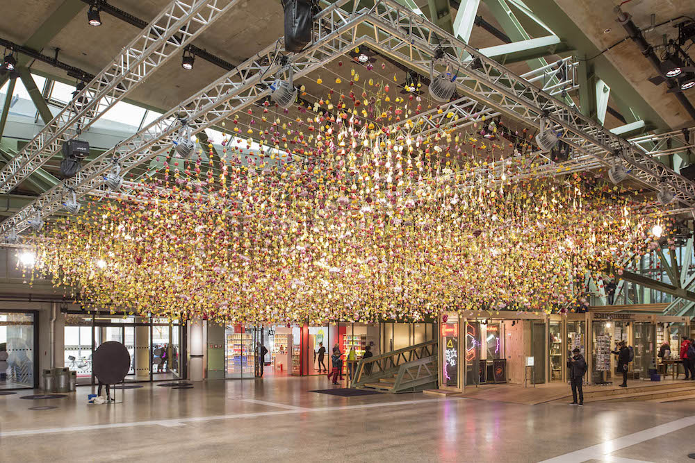 Spring Garden Installation Features 30,000 Flowers Suspended in Mid-Air Bikini Berlin 