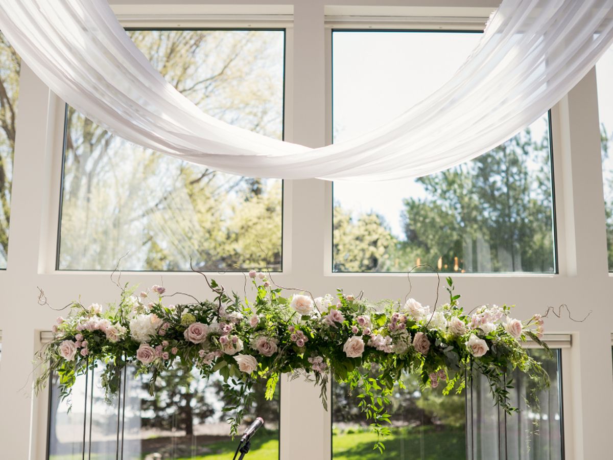 Ceremony Backdrop Flower Design with Blush Flowers